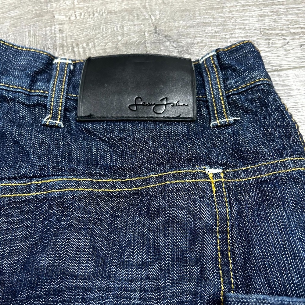VTG Y2K Sean John Bermuda Shorts Men's 40 Blue Denim Oversized Baggy Hip Hop - Picture 9 of 9
